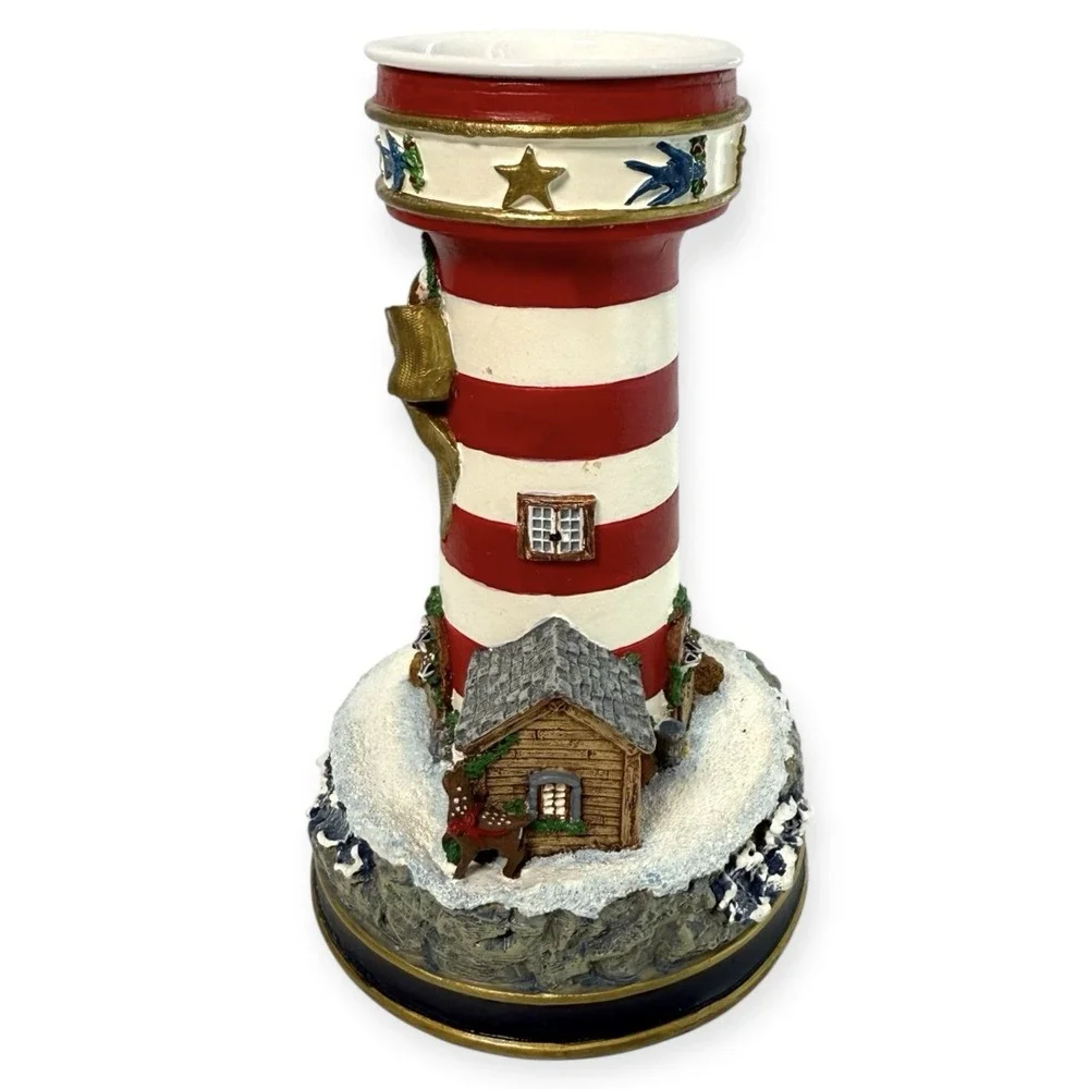 Danbury Mint Night Before Christmas Lighthouse Candlestick Cheryl Spencer Collin